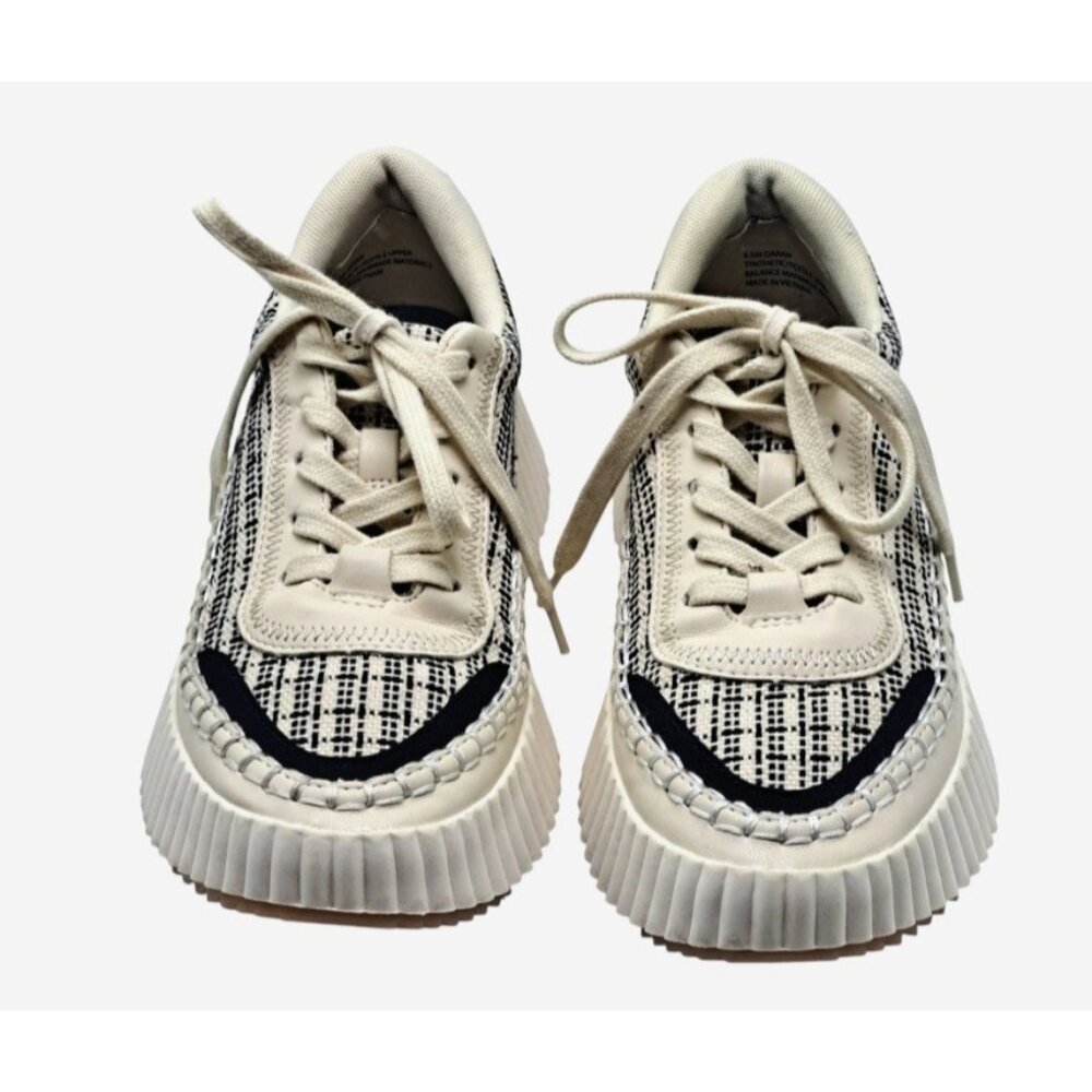 Dolce Vita Womens 6.5 Sneakers Ivory Black Daran Platform Wedge Knit Fabric Shoe - Picture 2 of 7